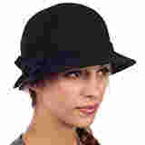 Sakkas Sally Vintage Style Wool Cloche Bucket Winter Hat with Bow Accent